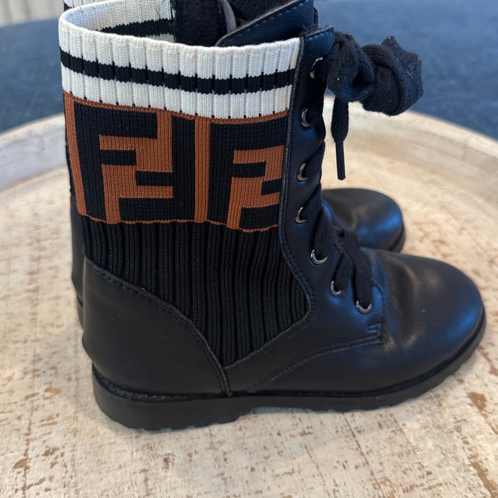Fendi Boots Unisex junior biker boots in leather and fabric size between eu29 - Picture 6 of 10